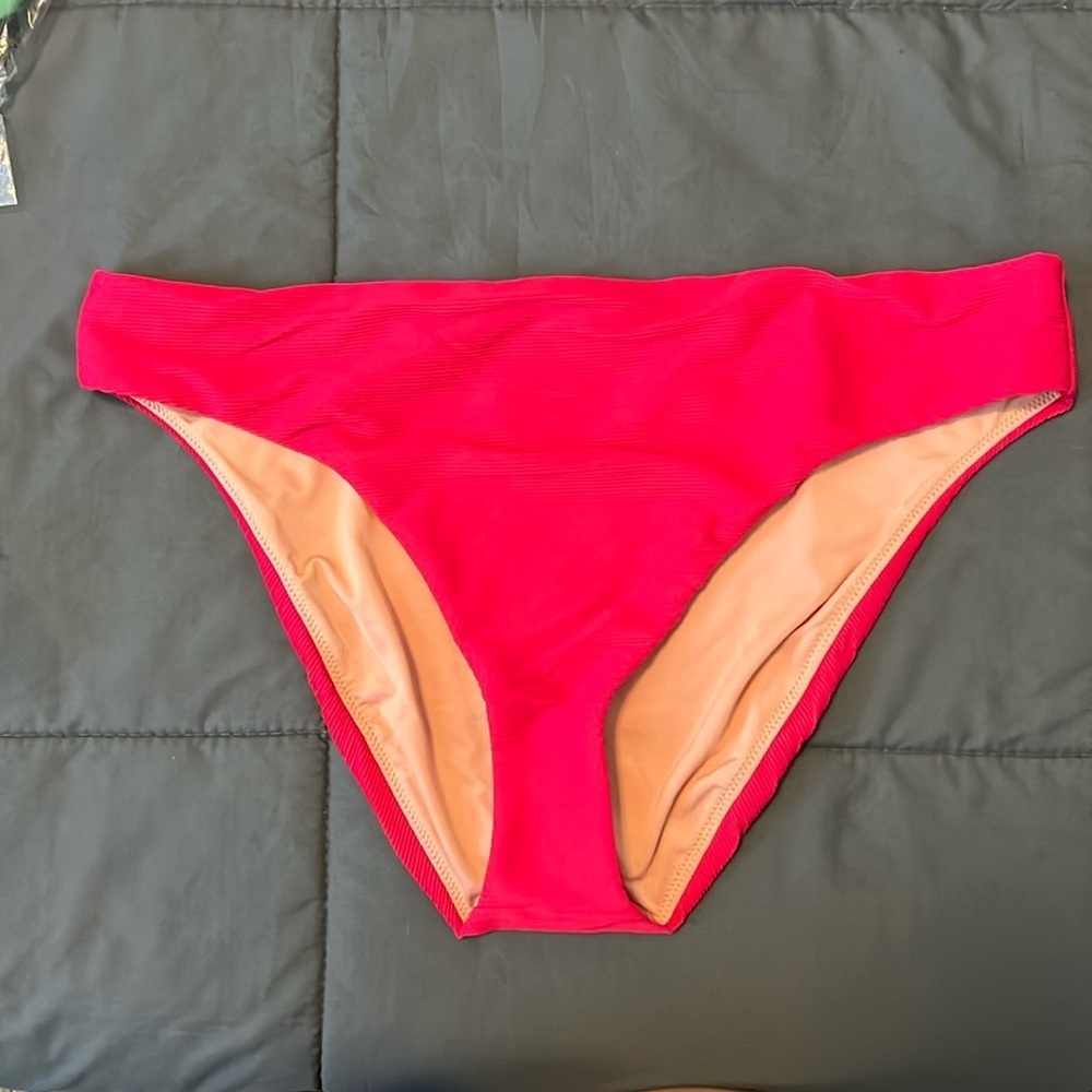 JCrew Ribbed High Rise Cheeky Bikini Bottom Pink Size XXL NWT